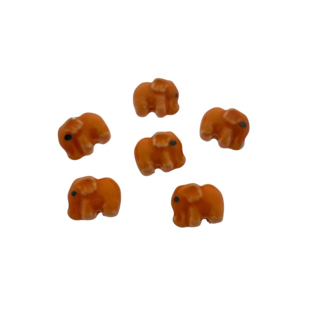 Keramiek kraal olifant oranje 11x14mm- per stuk-Kralen-Kraaltjes van Renate