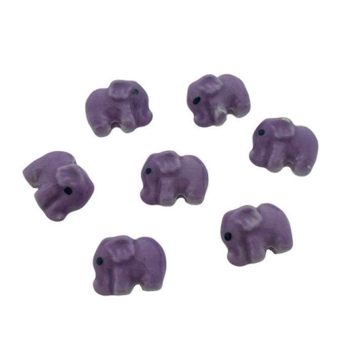Keramiek kraal olifant paars 11x14mm- per stuk-Kralen-Kraaltjes van Renate