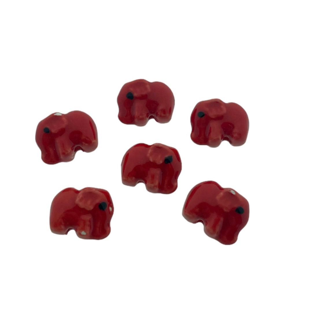 Keramiek kraal olifant rood 11x14mm- per stuk-Kralen-Kraaltjes van Renate
