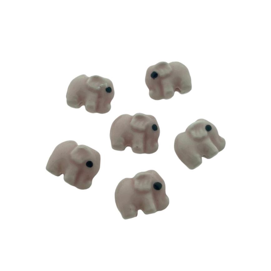 Keramiek kraal olifant roze 11x14mm- per stuk-Kralen-Kraaltjes van Renate
