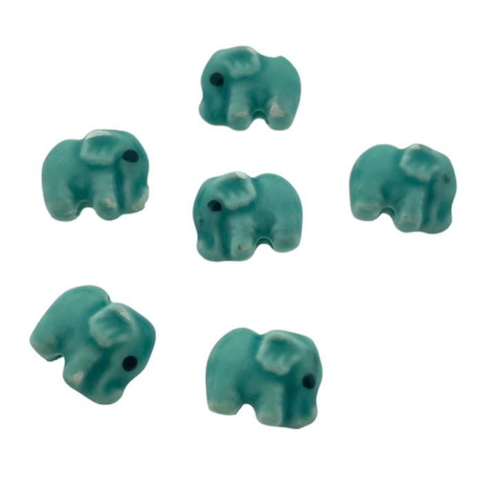 Keramiek kraal olifant turquoise 11x14mm- per stuk-Kralen-Kraaltjes van Renate