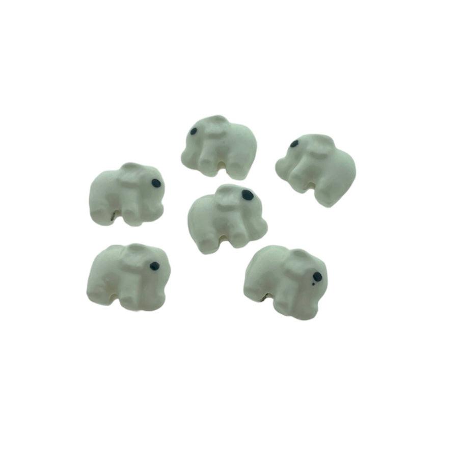 Keramiek kraal olifant wit 11x14mm- per stuk-Kralen-Kraaltjes van Renate
