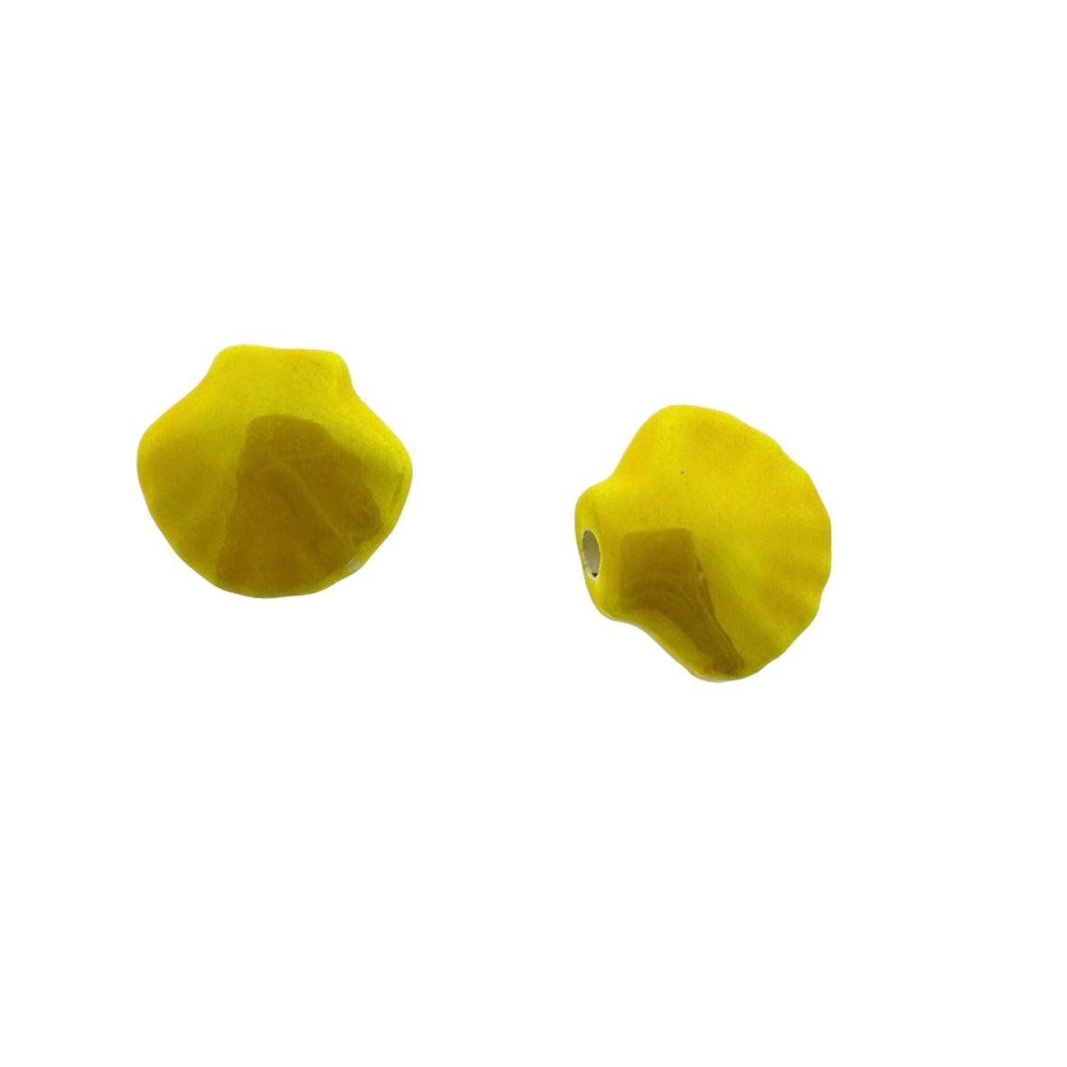 Keramiek kraal schelp geel 14x8mm-Kralen-Kraaltjes van Renate