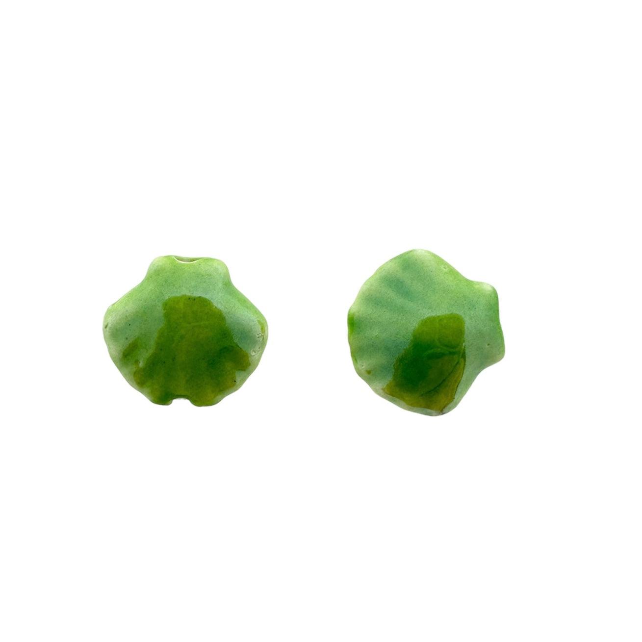 Keramiek kraal schelp groen 14x8mm-Kralen-Kraaltjes van Renate
