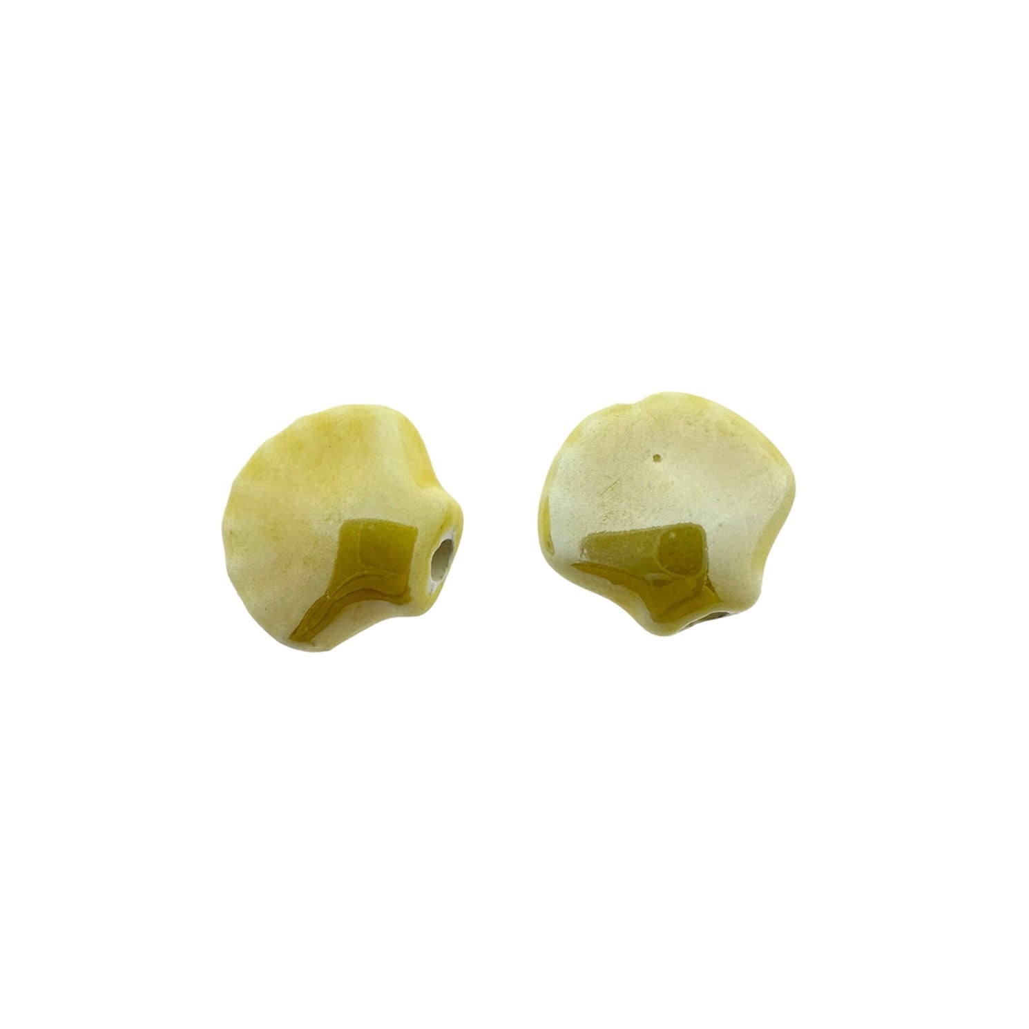 Keramiek kraal schelp lichtgeel 14x8mm-Kralen-Kraaltjes van Renate