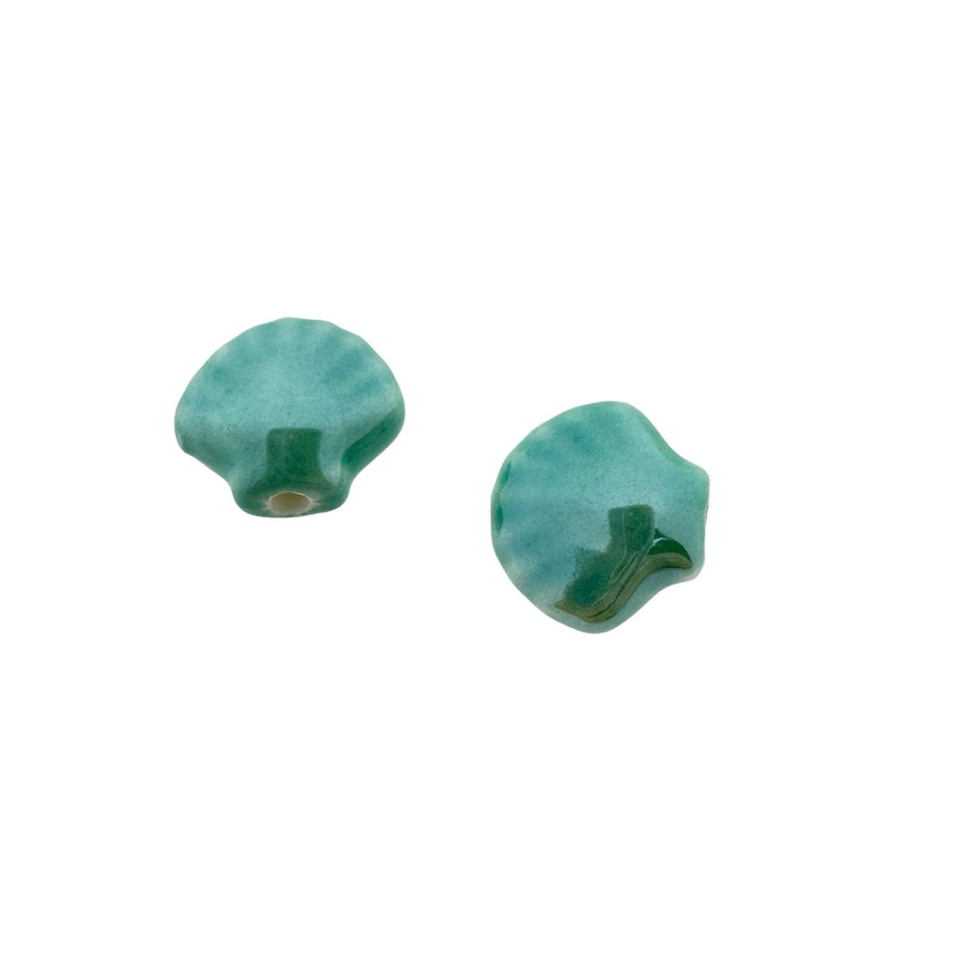 Keramiek kraal schelp turquoise 14x8mm-Kralen-Kraaltjes van Renate