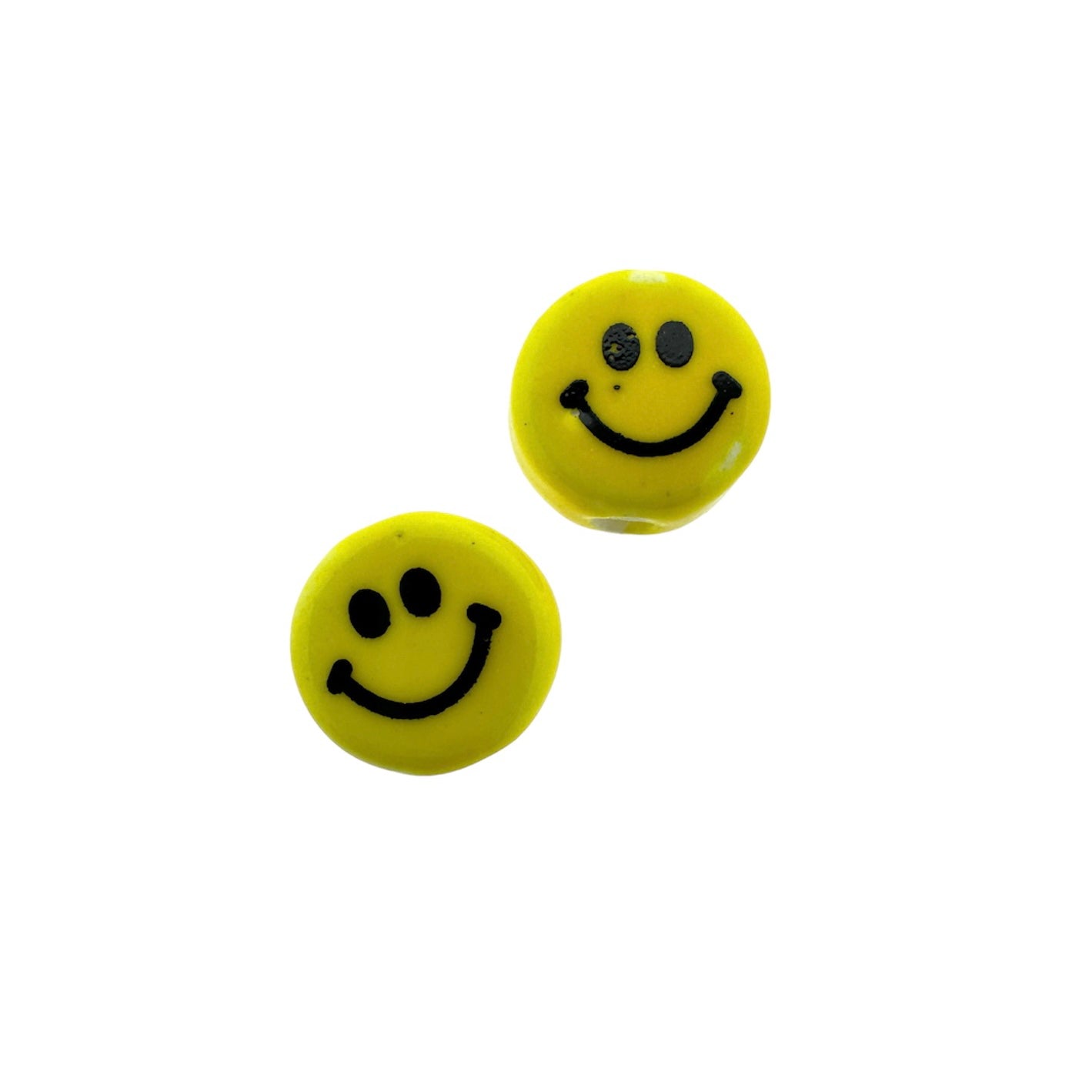 Keramiek kraal smiley geel 10mm- per stuk-Kralen-Kraaltjes van Renate