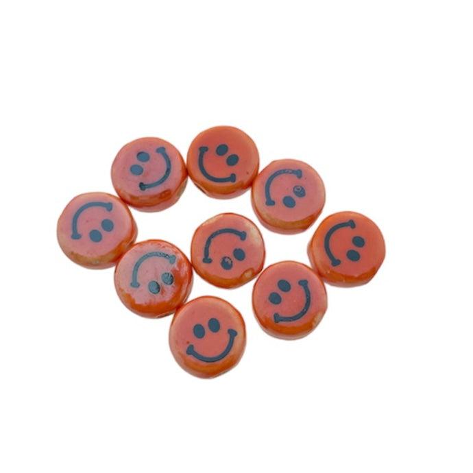 Keramiek kraal smiley oranje 10mm- per stuk-Kralen-Kraaltjes van Renate