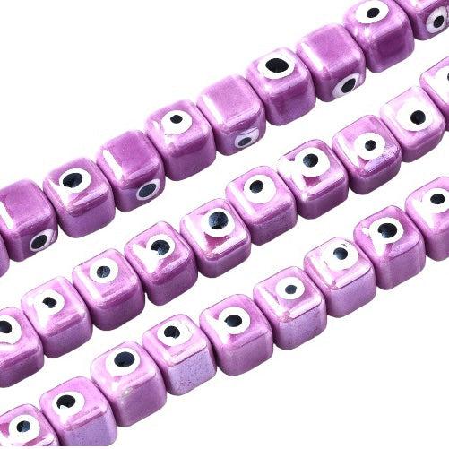 Keramiek kraal vierkant paars 8,5mm- per stuk-Kralen-Kraaltjes van Renate