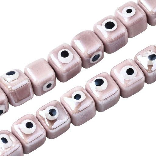 Keramiek kraal vierkant rosy brown 8,5mm- per stuk-Kralen-Kraaltjes van Renate