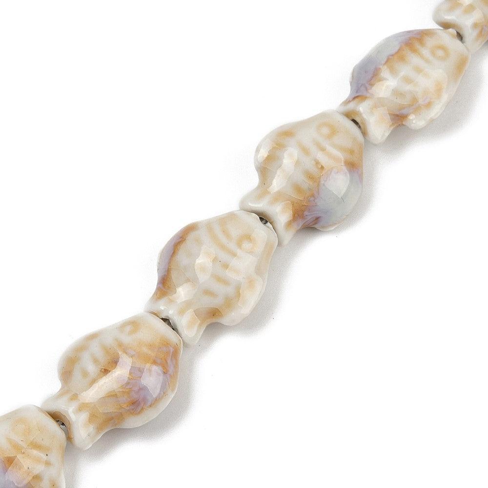 Keramiek kraal vis Beige 20x15mm- per stuk-Kralen-Kraaltjes van Renate