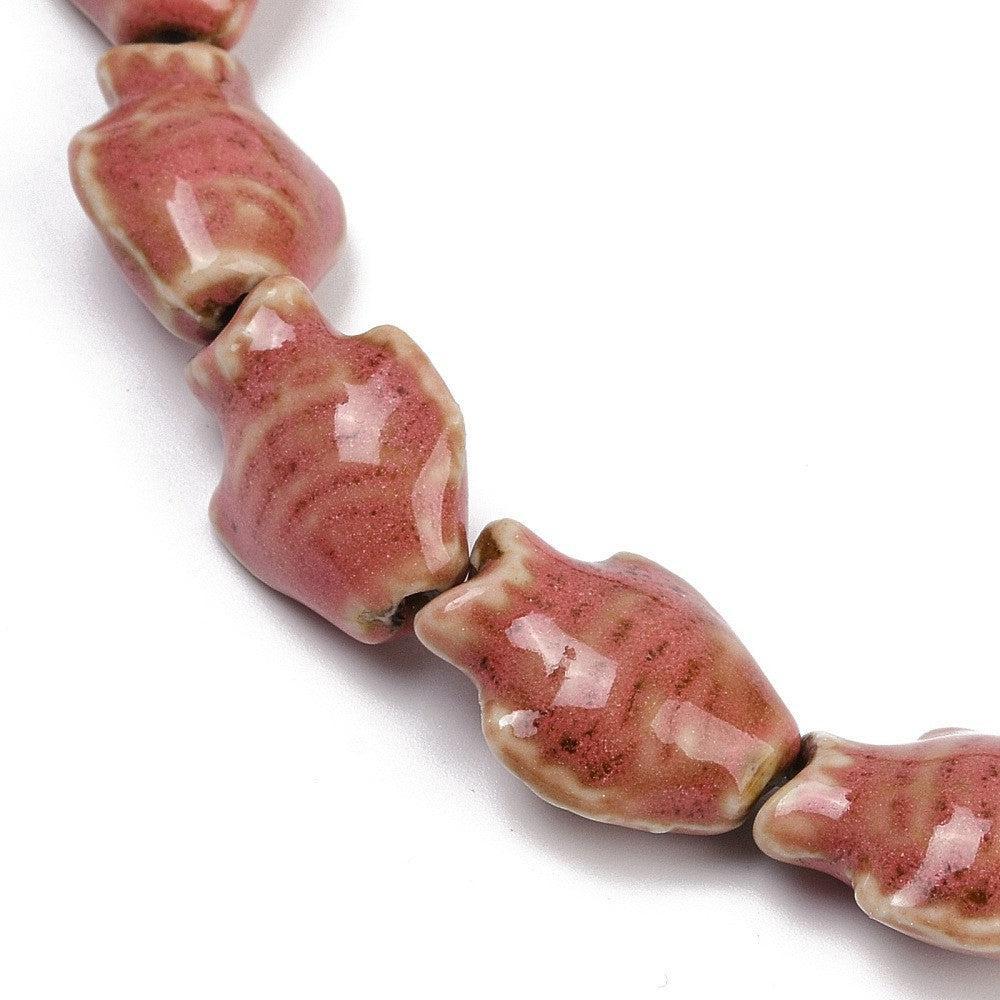 Keramiek kraal vis Indian Red 20x15mm- per stuk-Kralen-Kraaltjes van Renate