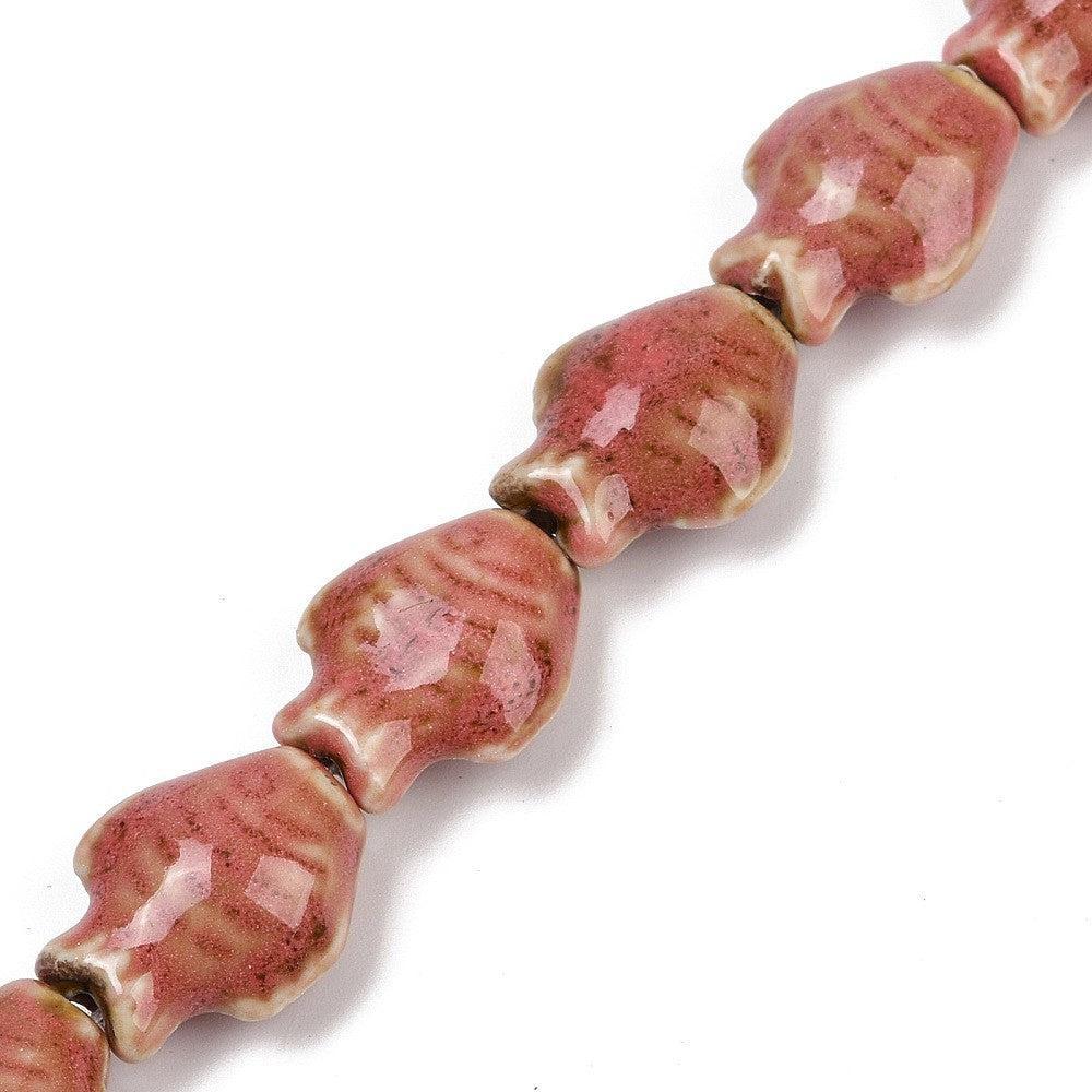 Keramiek kraal vis Indian Red 20x15mm- per stuk-Kralen-Kraaltjes van Renate