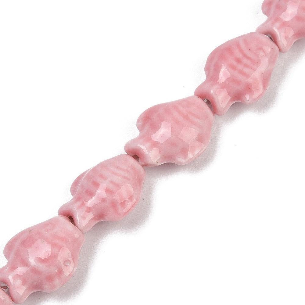 Keramiek kraal vis Roze 20x15mm- per stuk-Kralen-Kraaltjes van Renate