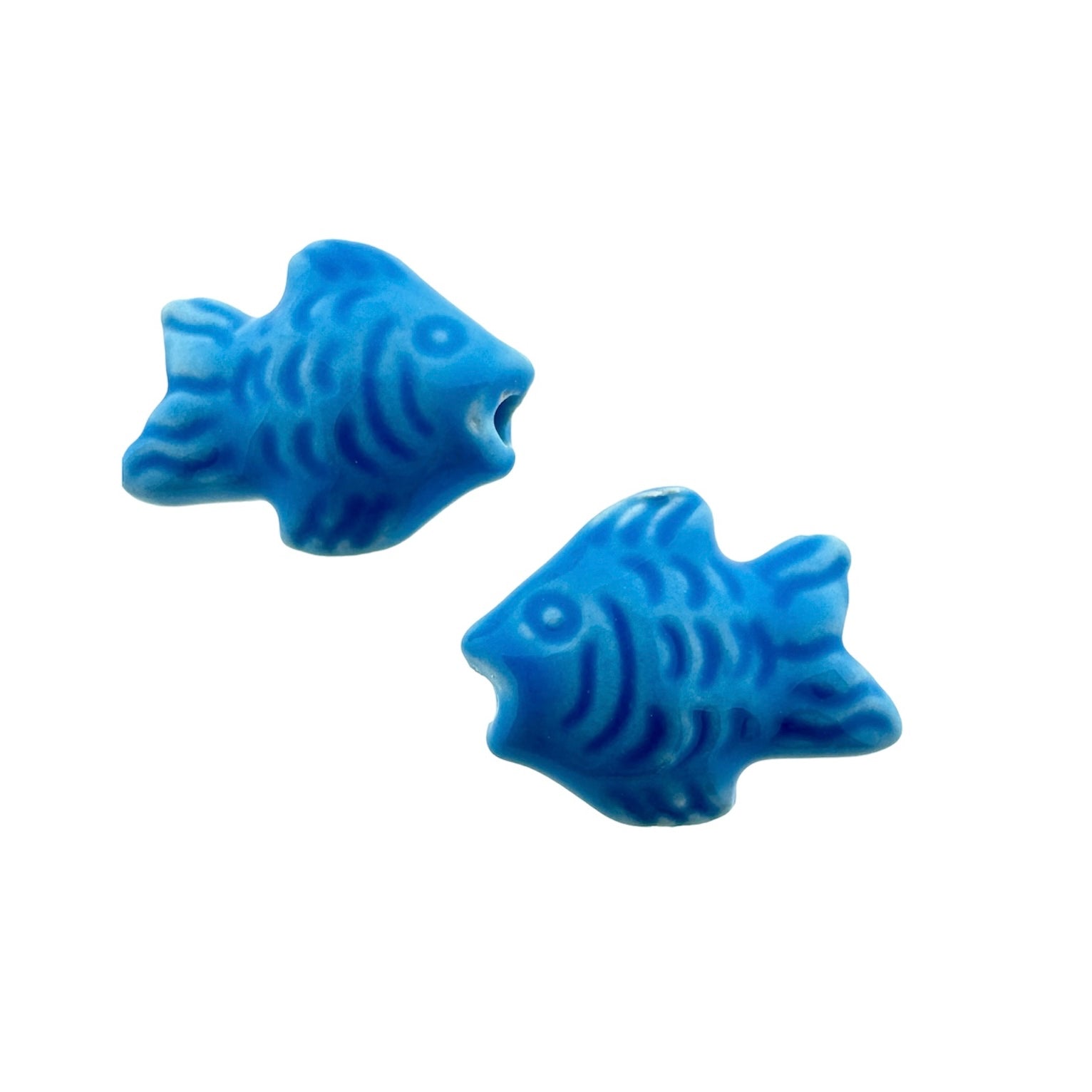 Keramiek kraal vis blauw 16x19mm- per stuk-Kralen-Kraaltjes van Renate