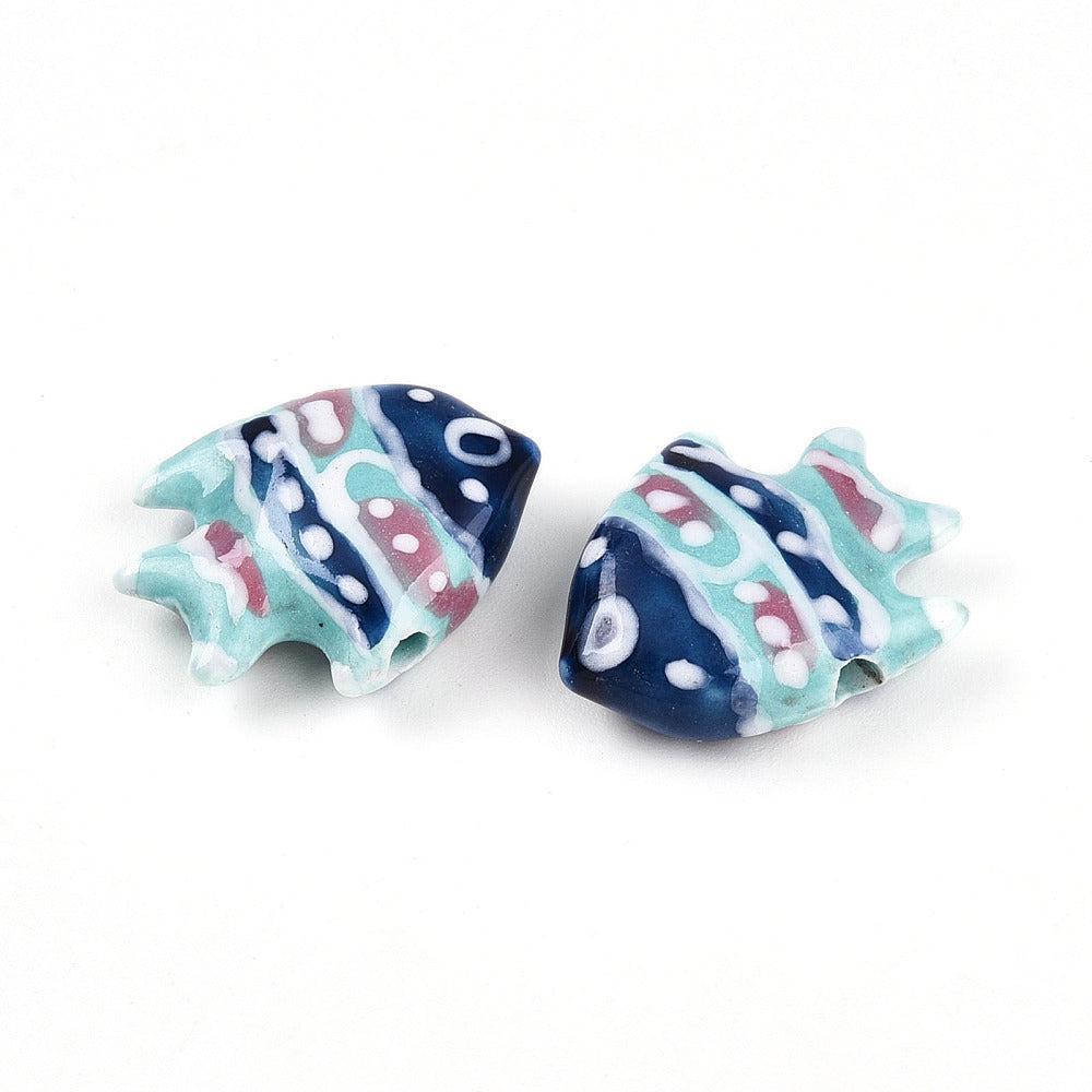 Keramiek kraal vis blauw 21mm- per stuk-Kralen-Kraaltjes van Renate