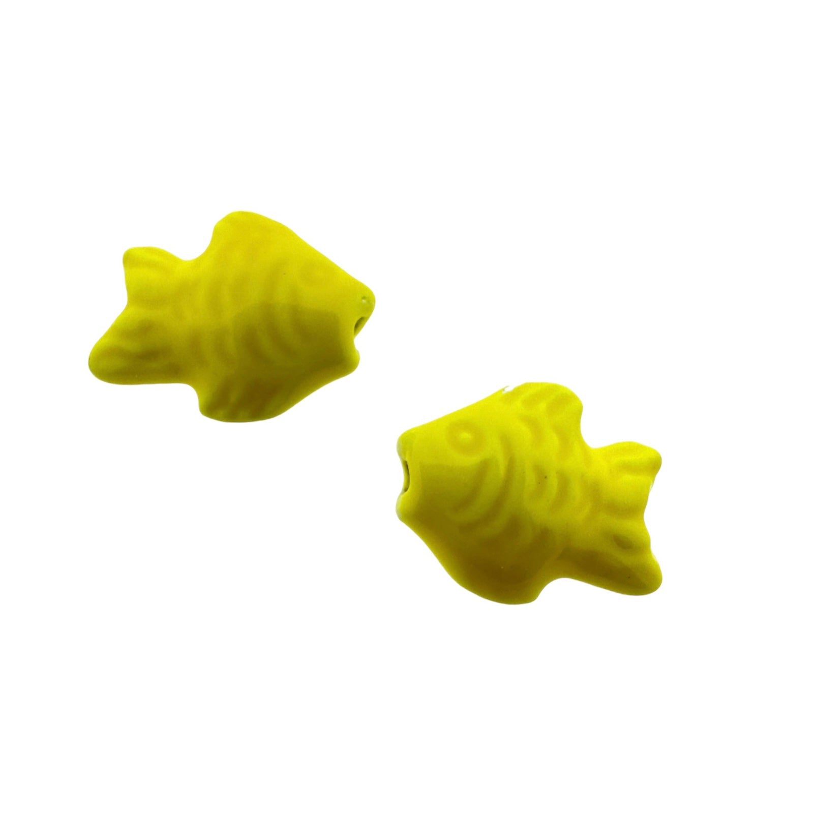 Keramiek kraal vis geel 16x19mm- per stuk-Kralen-Kraaltjes van Renate