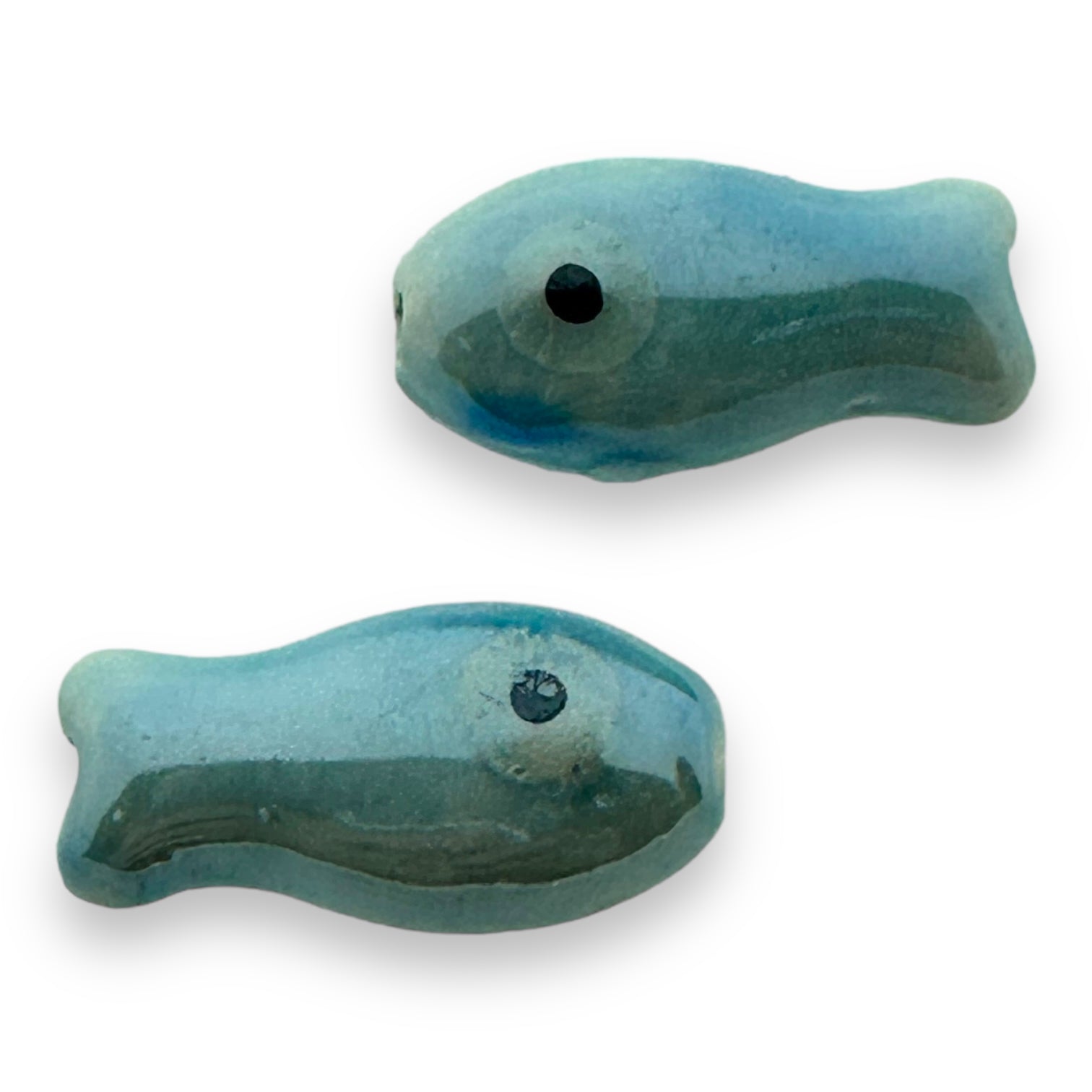 Keramiek kraal vis licht blauw 19x10mm- per stuk-Kralen-Kraaltjes van Renate
