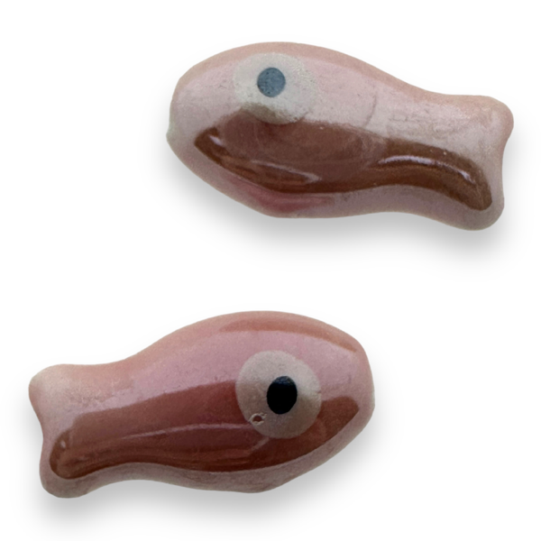 Keramiek kraal vis licht roze 19x10mm- per stuk-Kralen-Kraaltjes van Renate