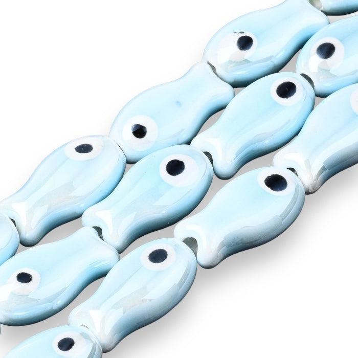 Keramiek kraal vis lichtblauw 19x10mm- per stuk-Kralen-Kraaltjes van Renate