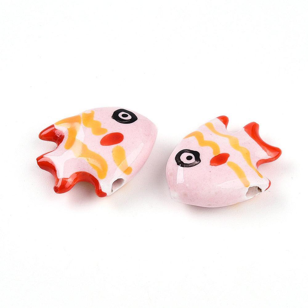 Keramiek kraal vis multicolor 21mm- per stuk-Kralen-Kraaltjes van Renate