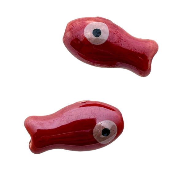 Keramiek kraal vis rood 19x10mm- per stuk-Kralen-Kraaltjes van Renate