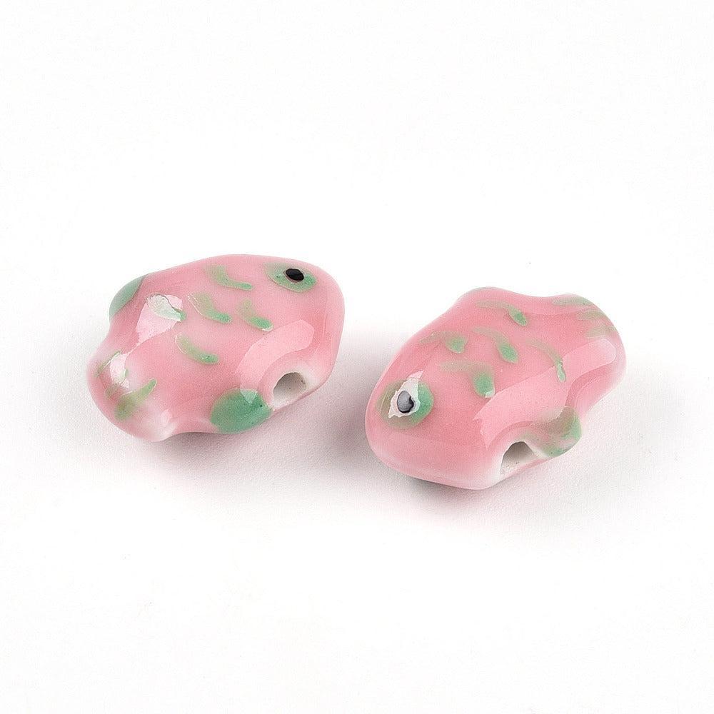 Keramiek kraal vis roze 18mm- per stuk-Kralen-Kraaltjes van Renate