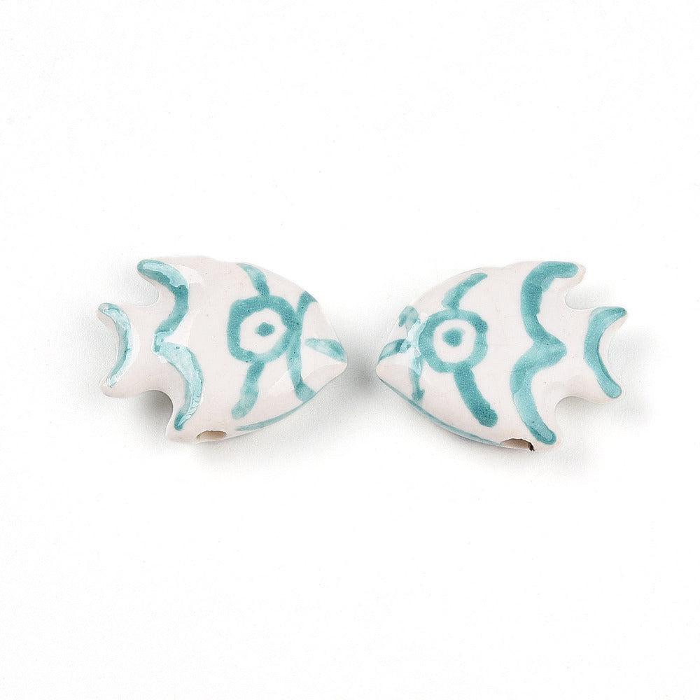 Keramiek kraal vis turquoise 21mm- per stuk-Kralen-Kraaltjes van Renate