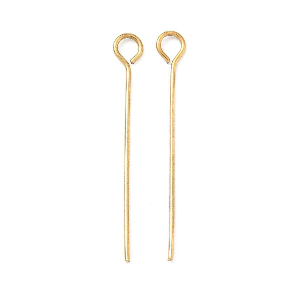 RVS Oogstift Goud 18K 26x0.8mm - per 3 stuks-Onderdelen-Kraaltjes van Renate