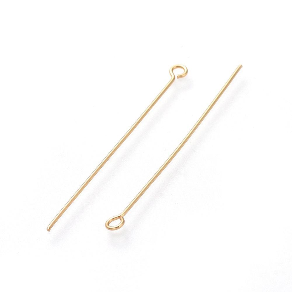 Kettelstiften 18K goud 45x3mm- per 8 stuks-bedels-Kraaltjes van Renate