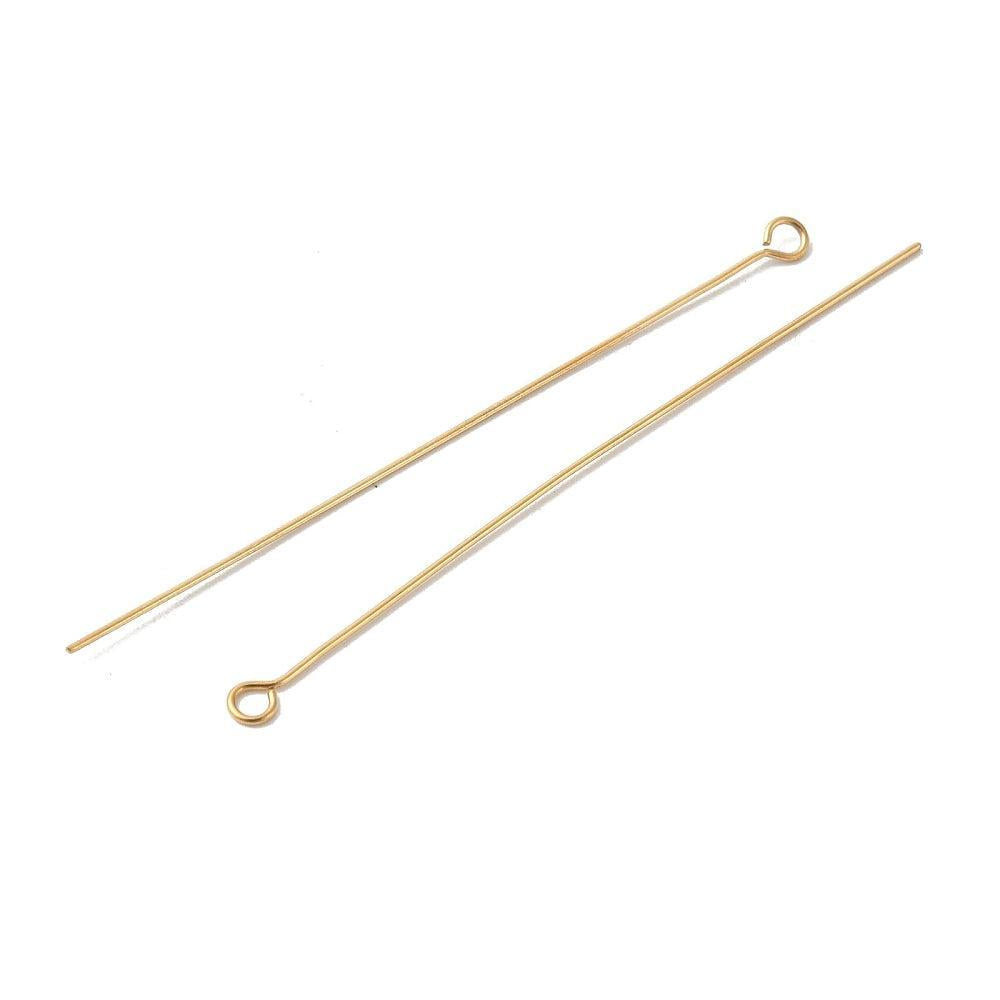 Kettelstiften RVS 18k Gold plated 60x0.6mm - 3 stuks-Onderdelen-Kraaltjes van Renate