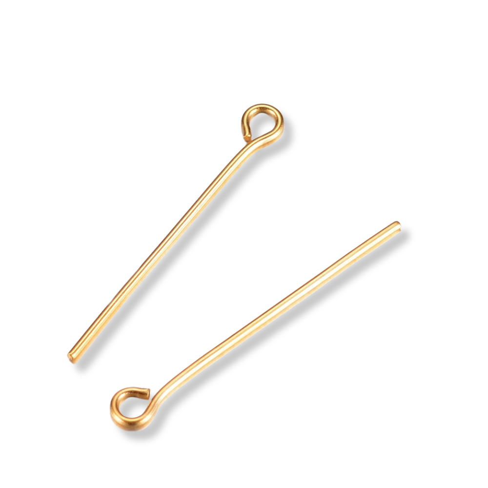 Kettelstiften RVS Goud Premium plated 30x0.6mm - per 4 stuks-Onderdelen-Kraaltjes van Renate