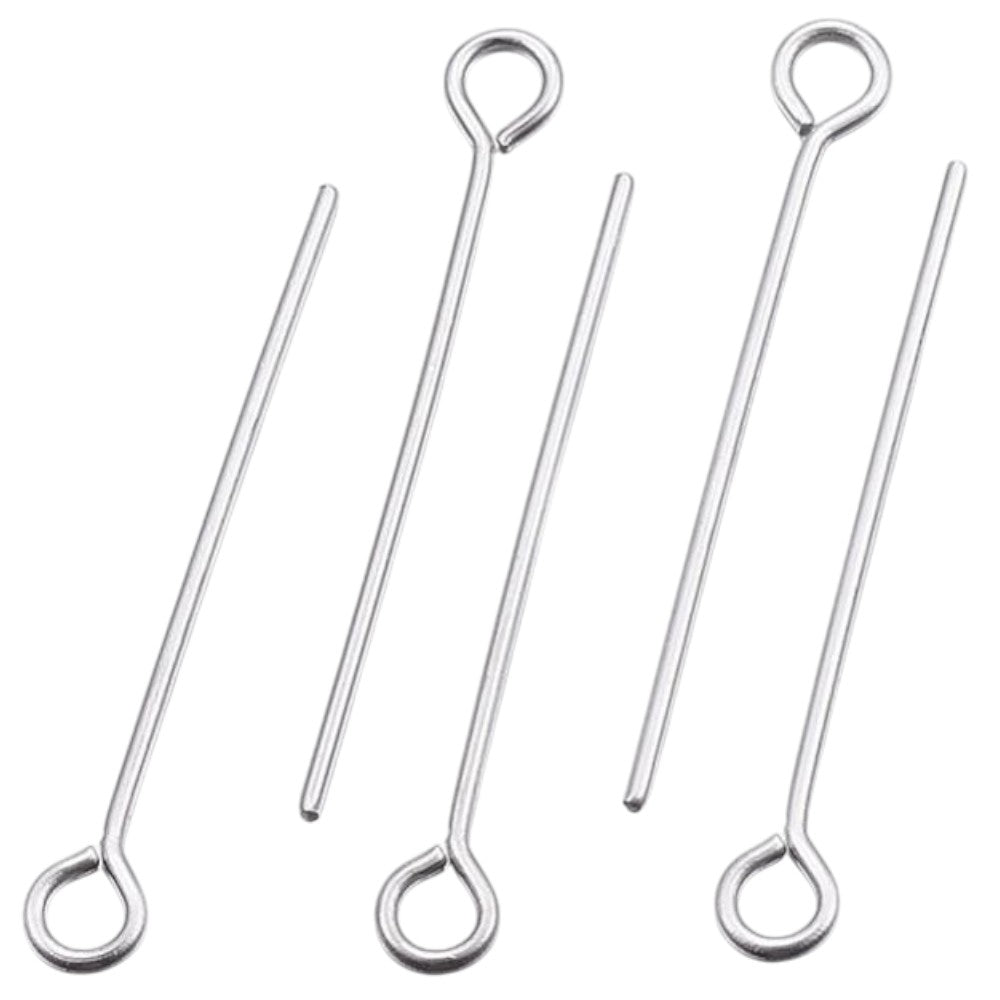 Kettelstiften RVS zilver 30mm- per 10 stuks-bedels-Kraaltjes van Renate