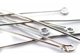 Kettelstiften zilver 30mm - 50 stuks-Kraaltjes van Renate
