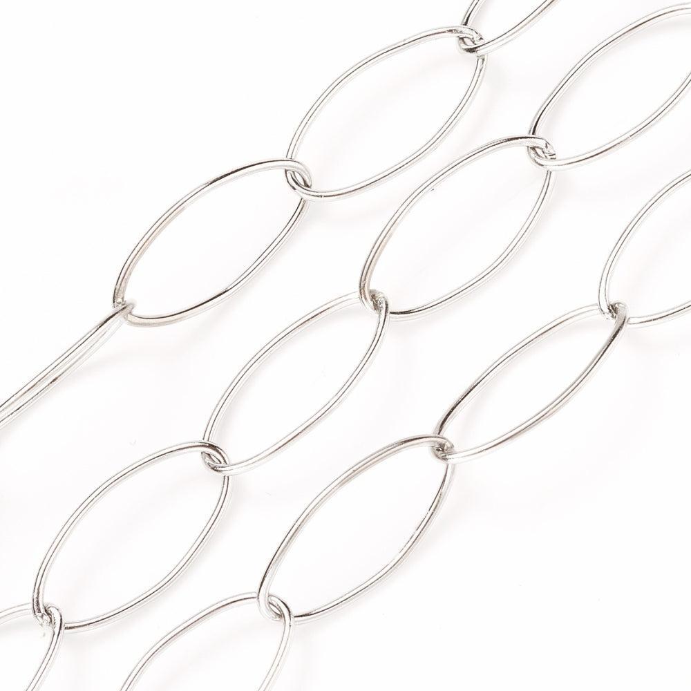 Ketting RVS ovaal zilver 20x10mm - prijs per 10cm-ketting-Kraaltjes van Renate