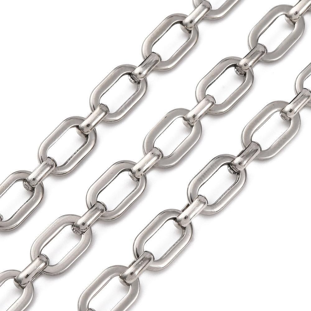 Gemini zei Jasseron Ketting Rechthoek Paperclip Rvs 6.5mm - per 10cm-ketting-Kraaltjes van Renate