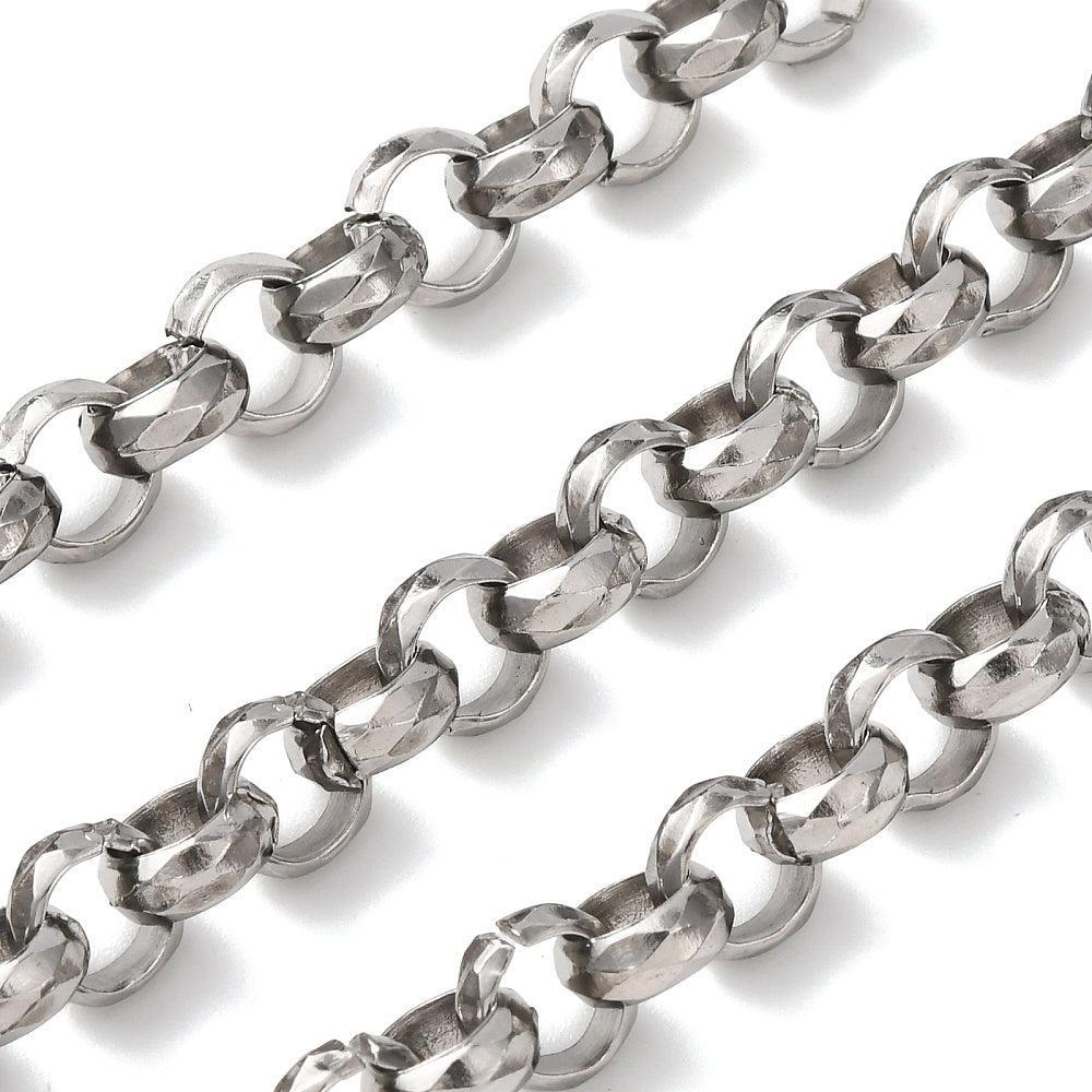 Jasseron Ketting Rolo Rvs 7mm — per 10cm-ketting-Kraaltjes van Renate