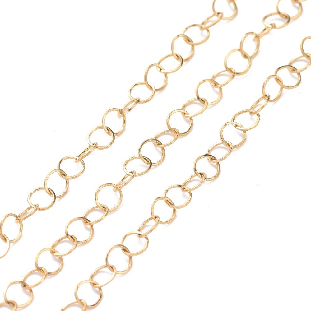 Ketting belcher RVS goud 3.6x0.3mm- per 10 cm-ketting-Kraaltjes van Renate
