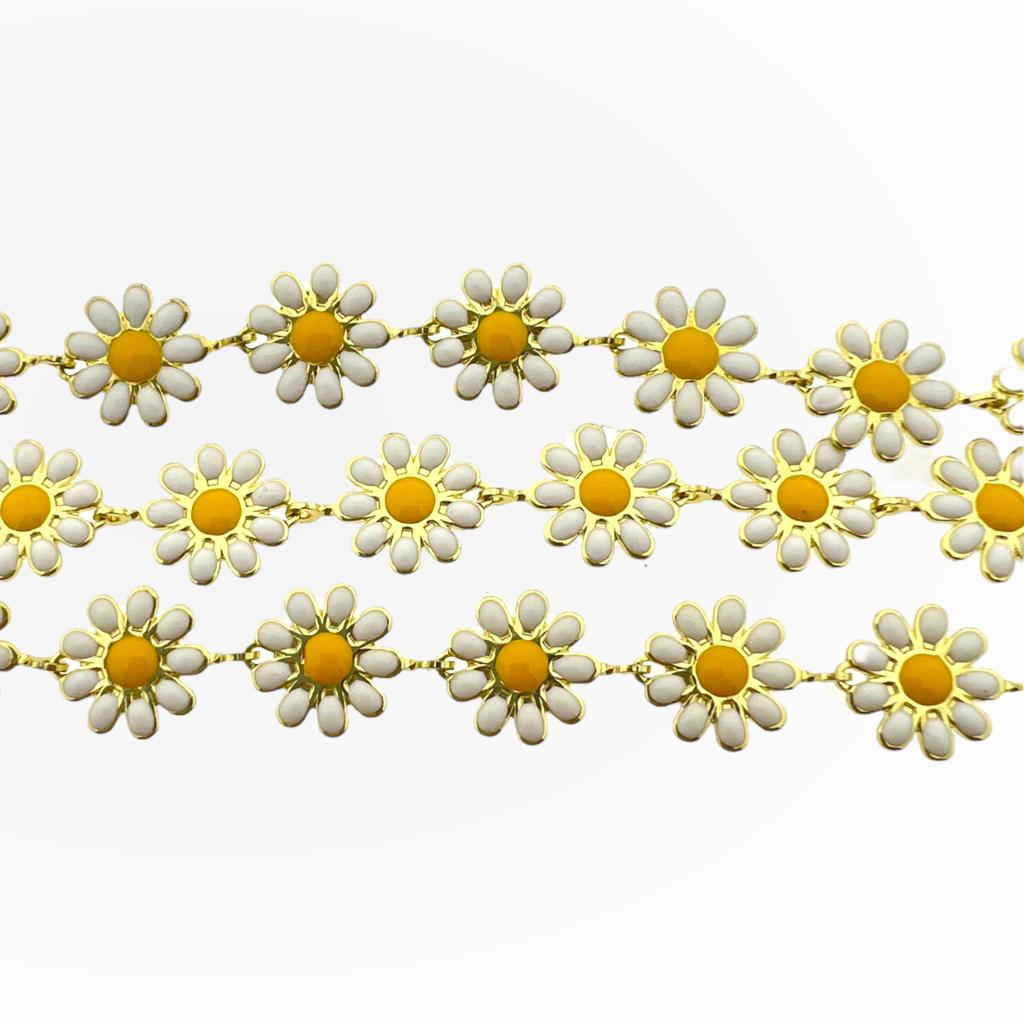 Ketting bloem white long-lasting plated 14x10mm - prijs per 10cm-ketting-Kraaltjes van Renate
