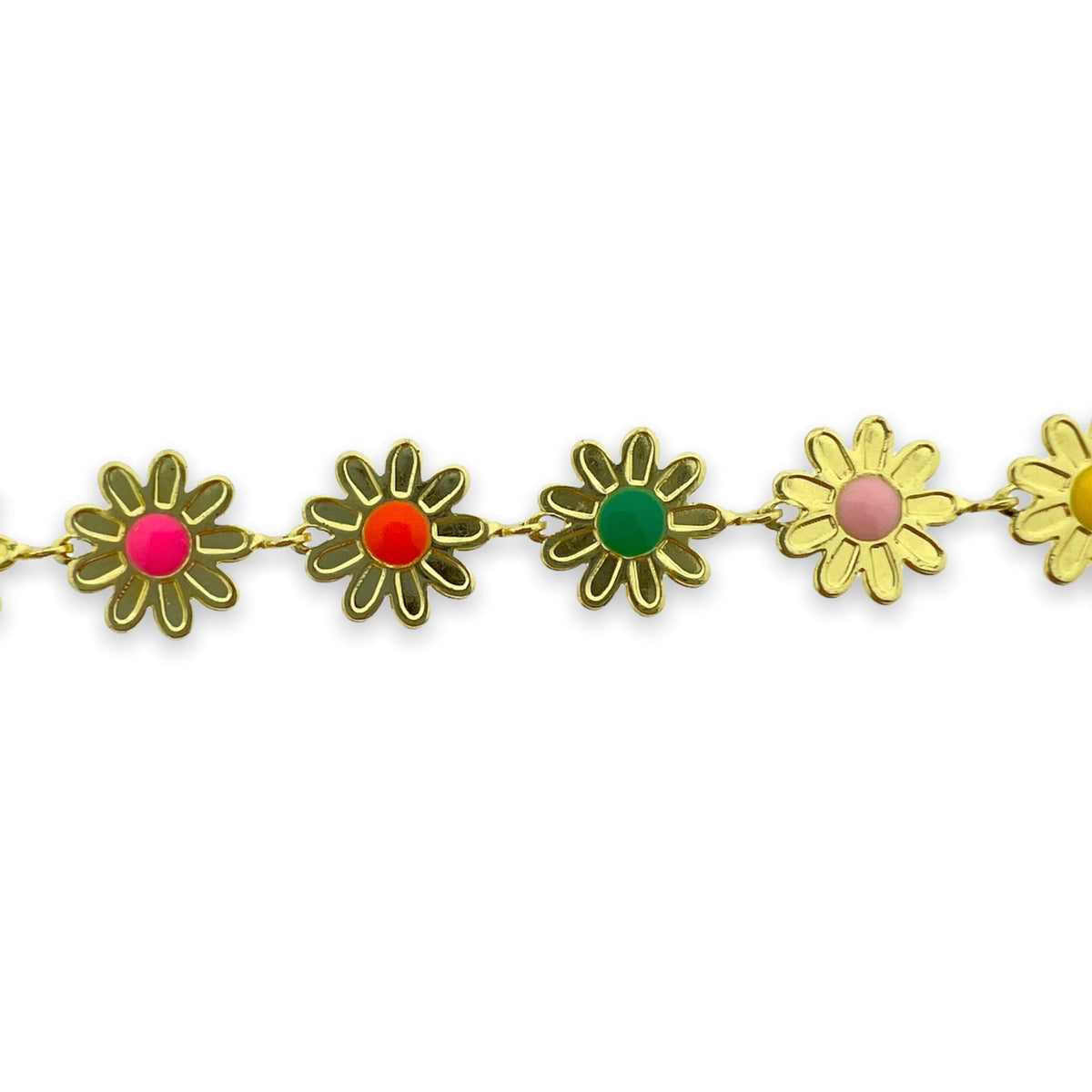 Ketting bloemen multicolor long-lasting plated 14x10mm - prijs per 10cm-ketting-Kraaltjes van Renate