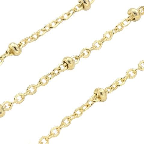 Ketting bolletjes RVS goud 2,5x2mm- per 10cm-ketting-Kraaltjes van Renate