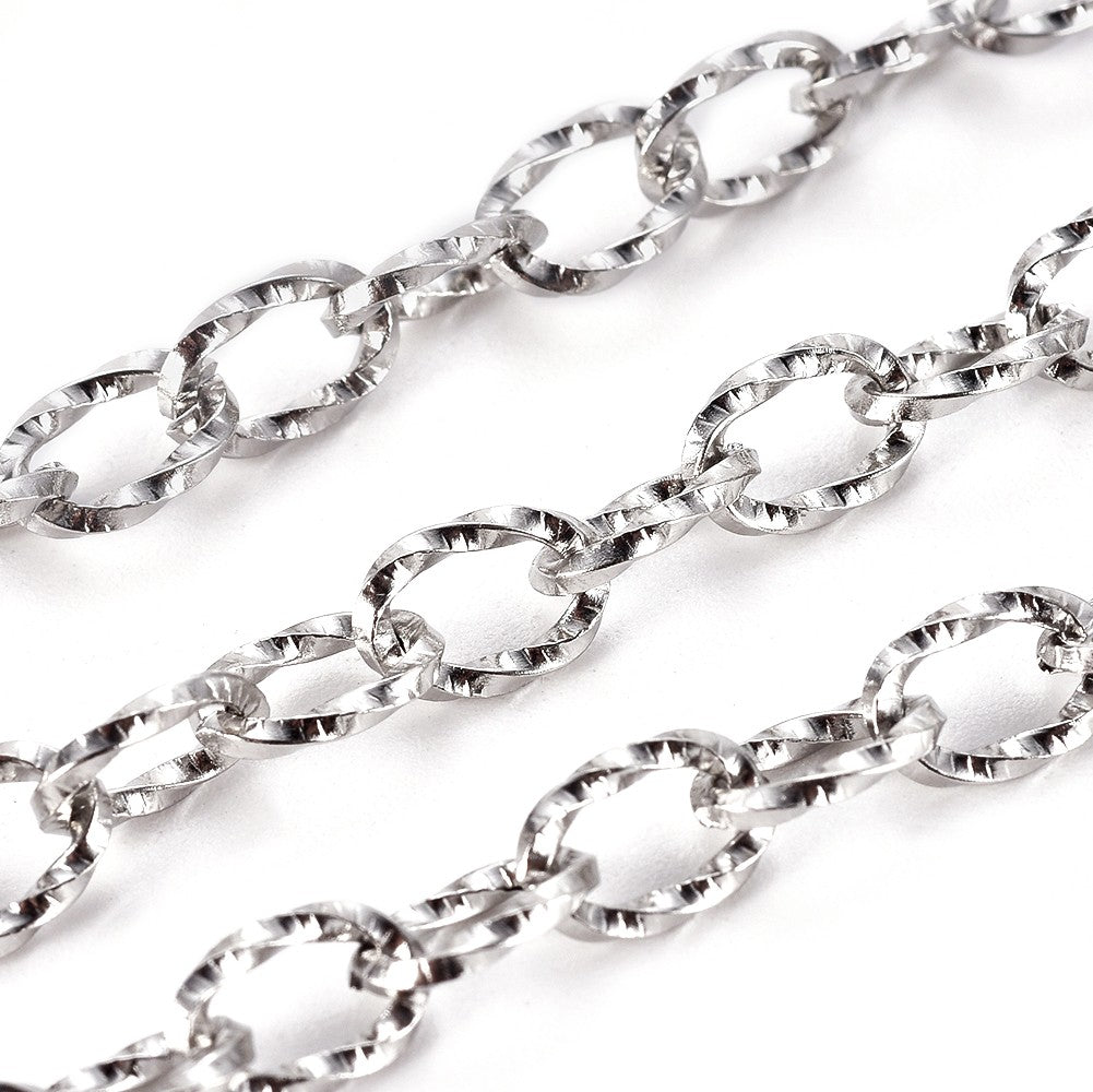Ketting cable chain textured RVS zilver 5,5mm - prijs per 10cm-ketting-Kraaltjes van Renate