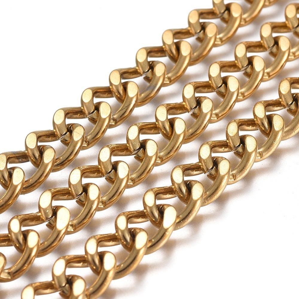 Gourmet Ketting Premium Rvs Goud 8mm - per 10cm-ketting-Kraaltjes van Renate