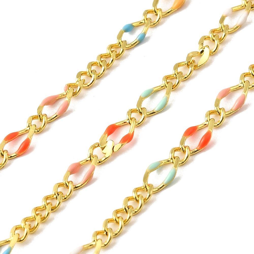 Ketting figaro Multicolor Goud 18Kr 3mm - prijs per 10cm-ketting-Kraaltjes van Renate