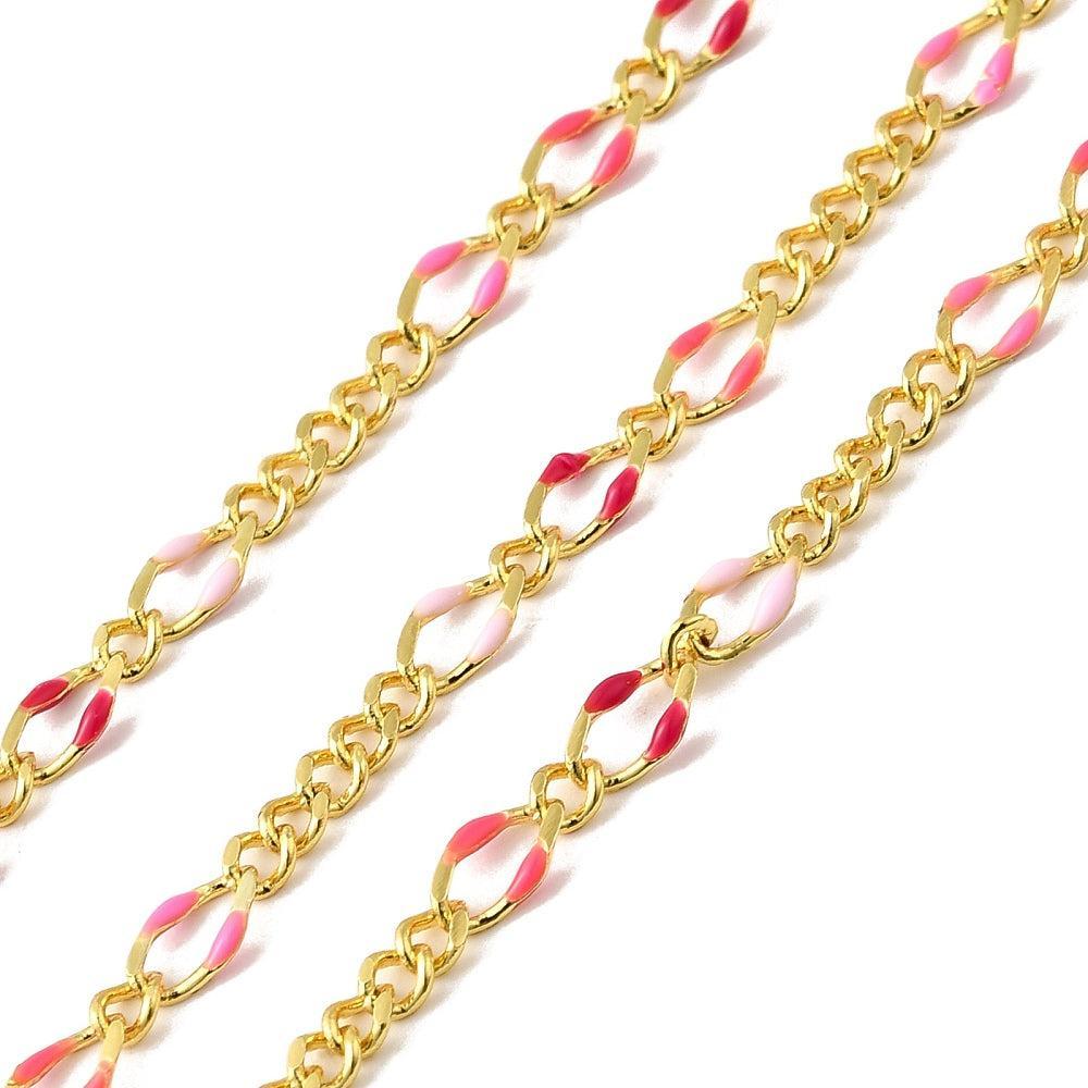 Ketting figaro Multicolor Goud 18Kr 3mm - prijs per 10cm-ketting-Kraaltjes van Renate