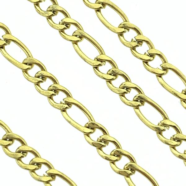 Ketting figaro RVS goud 3mm - prijs per 10cm-Kraaltjes van Renate