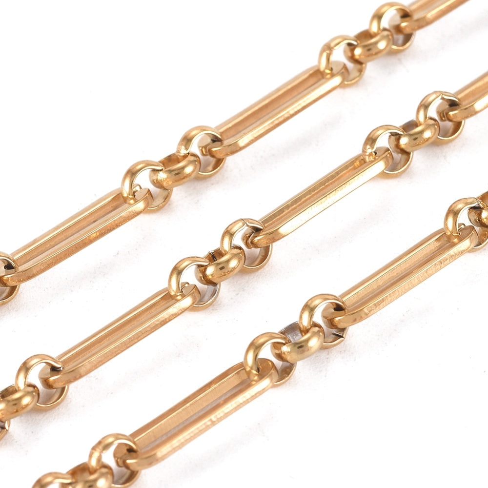 Ketting figaro chains RVS goud 13x4,5x1mm - prijs per 10cm-ketting-Kraaltjes van Renate