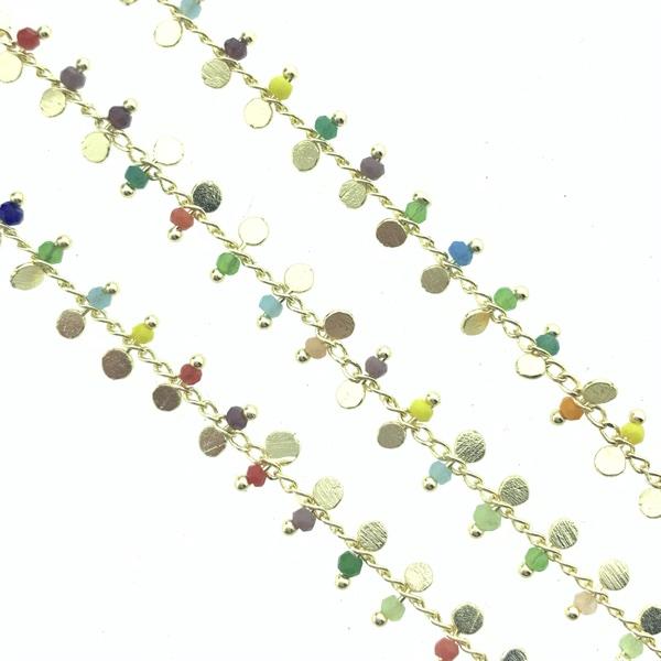 Ketting gold plated multicolour 3mm - prijs per 10cm-Kraaltjes van Renate