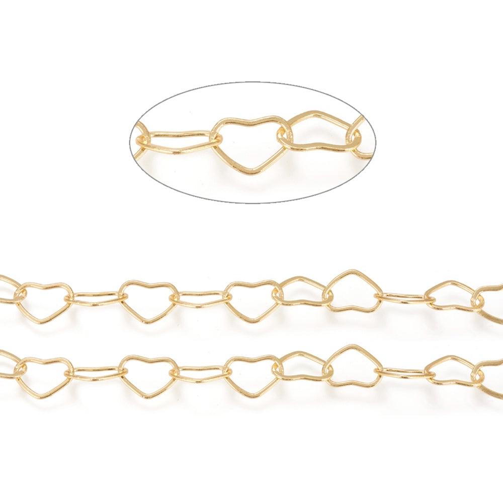 Ketting grote harten gold plated 11x15mm - prijs per 10cm-ketting-Kraaltjes van Renate