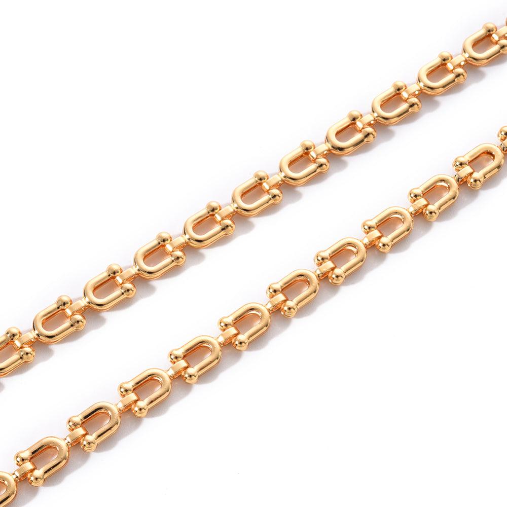 Ketting grote schakel U-vorm 18K goud 10x5mm - prijs per 10cm-ketting-Kraaltjes van Renate